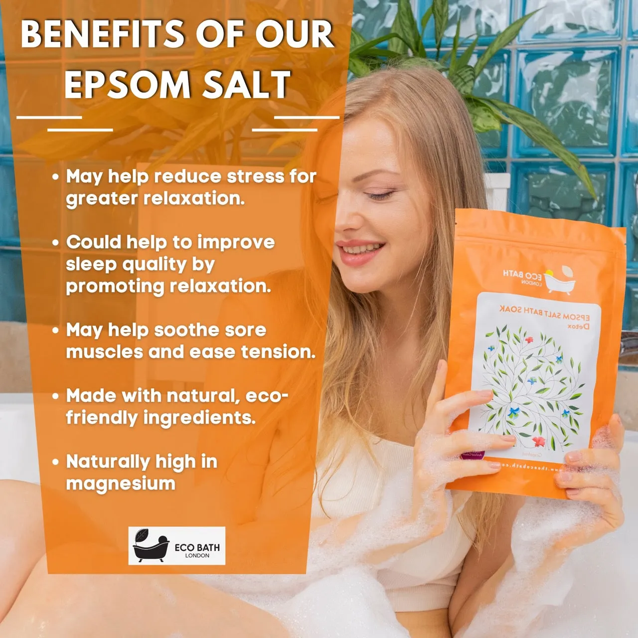 Eco Bath Balance and Calming Epsom Salt Bath Soak - Pouch | 500g & 1000g