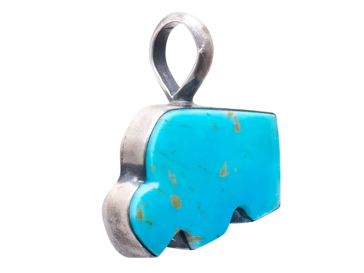 Kingman Turquoise Buffalo Pendant | Artisan Handmade