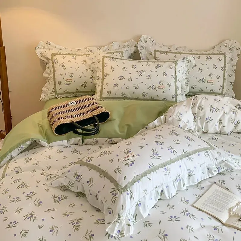 Spring Garden Floral Duvet Cover Set - 100% Cotton, Double Queen
